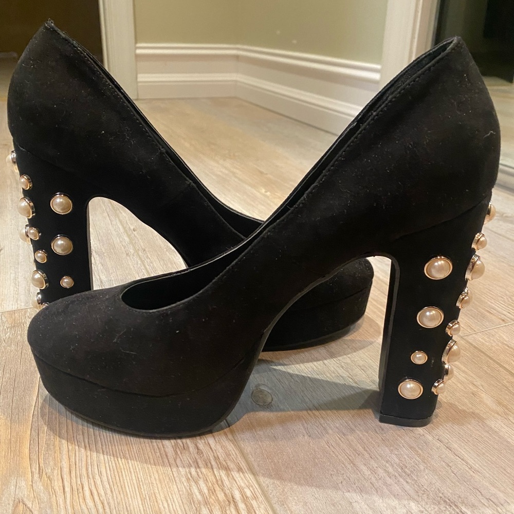 Truffle embellished platform heels